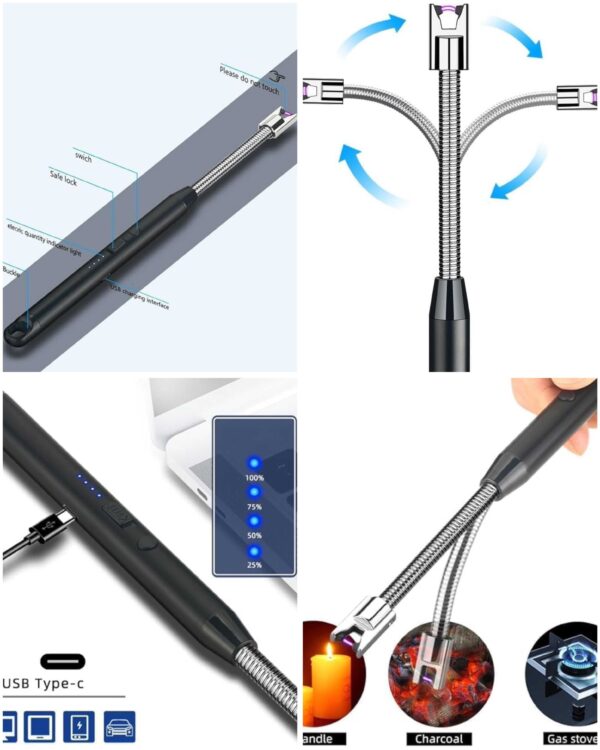✨ ولاعة USB متعددة الاستخدام 🔥 بدون لهب ⚡ شحن سريع 🔋 أمان كامل 🛡️